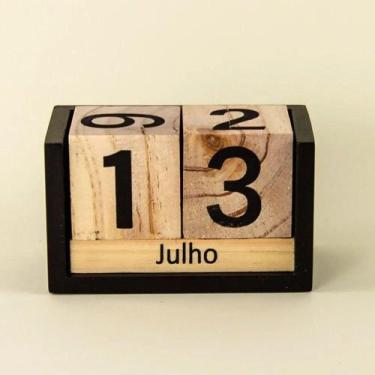 Imagem de Calendário Decorativo Permanente De Mesa Em Madeira - INTERPONTE