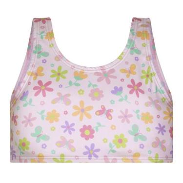 Imagem de Biquíni Top Floral Juvenil Menina Com Amarração Selene, 10, Rosa claro