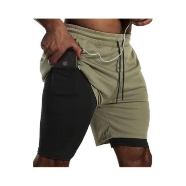 Imagem de Shorts Esportivos Masculinos 2 Em 1, Dupla Camada, Para Corrida, Praia