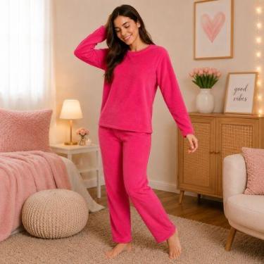 Imagem de Pijama Feminino Soft Adulto Inverno Peluciado Quentinho Manga Longa Ca