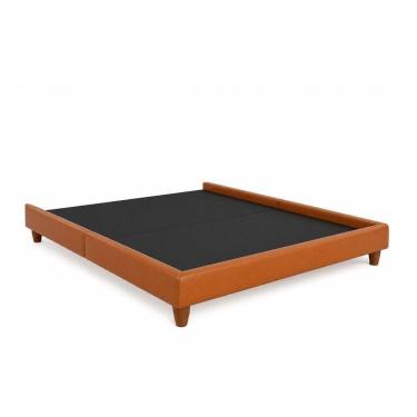 Imagem de Cama Japonesa King Corea com Estofamento Courino Caramelo em MDF-MDP Sallar Home