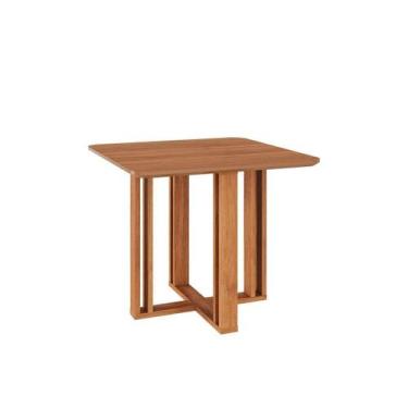 Imagem de Mesa p/ Cozinha Flora c/ Tampo Madeirado 95X95cm Cinamomo - Cimol