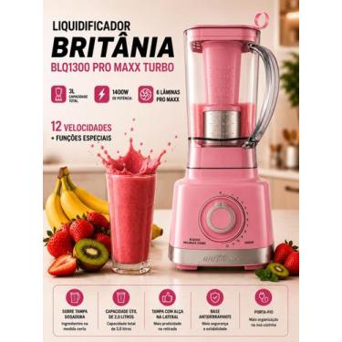 Imagem de Liquidificador Britânia Pro Maxx 6 Rosa Com Filtro Turbo 3 Litros 1400