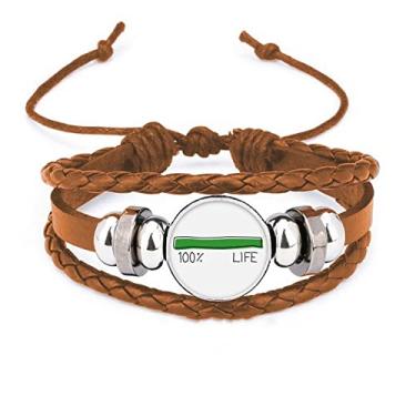 Imagem de Pulseira de couro para idosos Life Energy Progress Bar com cem por cento de longevidade