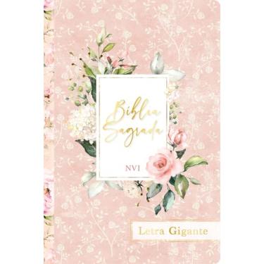 Imagem de Bíblia Sagrada NVI - Letra Gigante - Flores rosa
