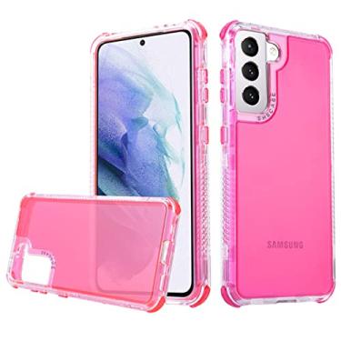 Imagem de 3 em 1 capa de telefone à prova de choque para Samsung Galaxy S21 Ultra A72 A52 A32 A71 A51 A31 A21S A12 A20 A30 Candy Color Capa transparente, rosa claro, para Samsung A10S