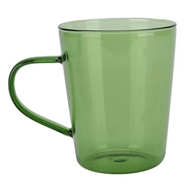 Imagem de Zerodis Copo de leite de 380 ml Caneca de café de vidro de borossilicato de alta temperatura caneca de vidro fácil de limpar copo de água para cozinhas, hotéis, cafeterias (verde)