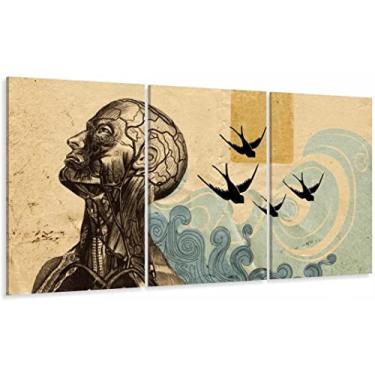 Imagem de Quadro Decorativo Medicina Cérebro Sépia 120x60 3 peças
