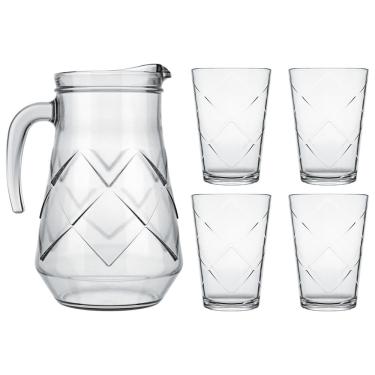 Imagem de Conjunto de Jarra e Copos Nadir Maracatu em Vidro – 5 Peças 