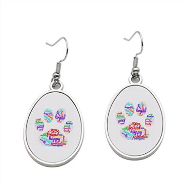 Imagem de Brinco com estampa de pata de nuvem de palavras – Brincos pendentes para meninas – Presente de festa de aniversário dos namorados, Metal, Sem pedras preciosas
