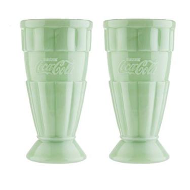 Imagem de Tablecraft Copo de malte de jadeite Coca-Cola 473 ml, conjunto com 2, verde