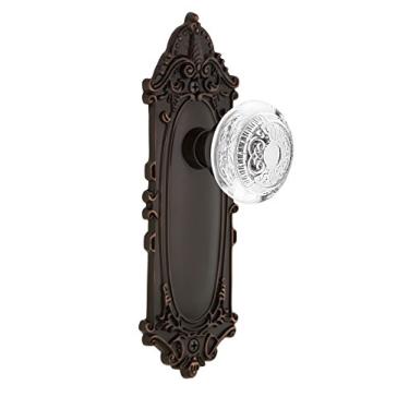 Imagem de Nostalgic Warehouse 750408 Placa vitoriana com puxador de ovo de cristal e dardos para passagem, tamanho do encosto: 6 cm, bronze atemporal
