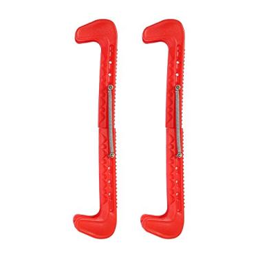 Imagem de Protetores de patins no gelo, capas de lâmina de hóquei, 1 par de protetores de skate, capas de proteção de lâmina de skate de hóquei no gelo de plástico durável com mola ajustável para skate de