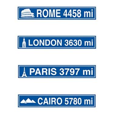 Imagem de Conjunto de 3 acessórios de festa com recortes de placa de rua de viagem