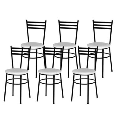 Imagem de Jogo 6 Cadeiras Para Cozinha Epoxi Preta - Lamar Design