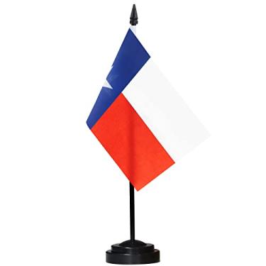 Imagem de Conjunto de bandeira de mesa de luxo Anley Texas - bandeira de mesa TX em miniatura de 6x4 polegadas Lone Star State com pólo sólido de 12" - resistente ao desbotamento - base preta e topo de lança