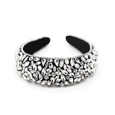 Imagem de QTMY Faixas de cabelo largas moda feminina cristal barroco pedras preciosas acessórios faixa de cabeça moda Headwear Faixas de cabelo para mulheres