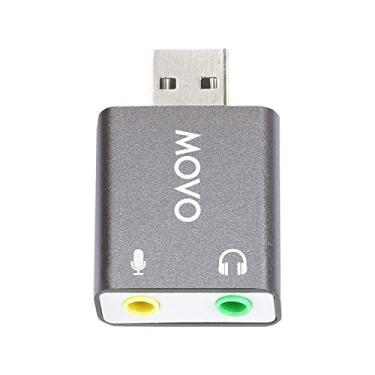Imagem de Movo USB-AC1 3,5 mm TRSS Microfone para USB 2.0 Áudio estéreo externo adaptador de placa de som para PC e Mac
