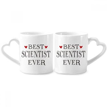 Imagem de Best Scientist Ever Quote Profession Couple Conjunto de canecas de porcelana de cerâmica para amantes de coração