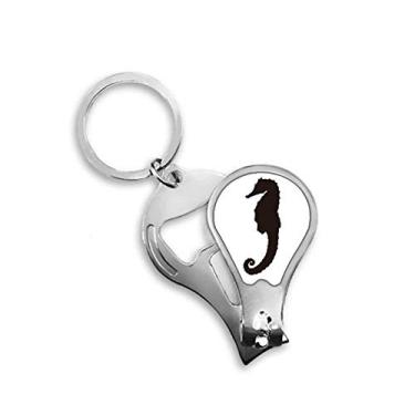 Imagem de Hippocampus Marine Life Padrão Preto Cortador de Unhas Abridor Chaveiro Tesoura