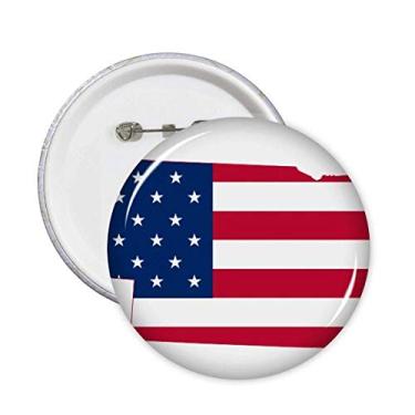 Imagem de Nebraska EUA mapa estrelas listras formato bandeira pinos crachá botão decoração acessório 5 peças