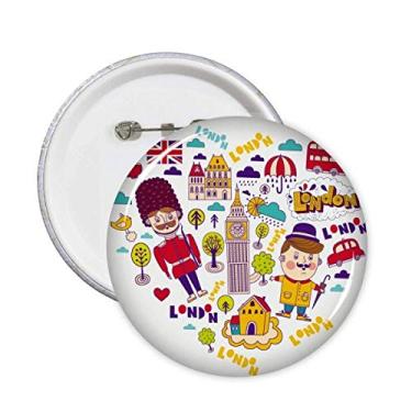 Imagem de Cabine telefônica vermelha em forma de coração Reino Unido pinos crachá botão emblema acessório decoração 5 peças