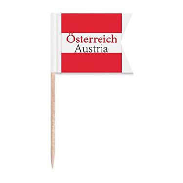 Imagem de Áustria Country Text Bandeira nacional de palito de dente em inglês, marcação de etiquetagem para bolo de festa, prato de queijo