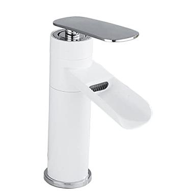 Imagem de LIDON Torneira da pia do banheiro Torneiras do banheiro Manípulo único um furo torneira do banheiro retrô torneira da pia do banheiro torneira preta do banheiro torneira da vaidade do banheiro furo único, branco B (cor: branco A)