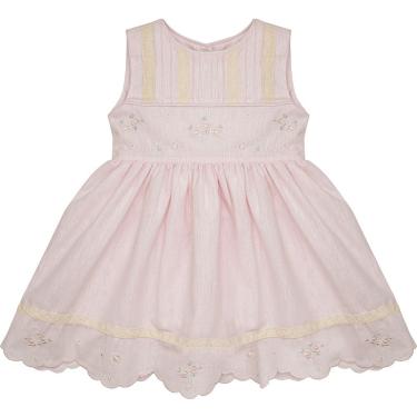 VESTIDO BEBE FESTA PRINCESA REALEZA RENDA ESTRUTURADA CORAL