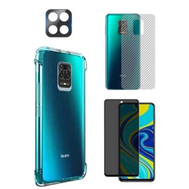 Imagem de Capa Capinha + Película Privacidade + Película Skin Carbono Traseira + Película de Câmera Para Redmi Note 9s - (Hard Glass Store)