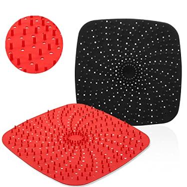 Imagem de Forros reutilizáveis para fritadeira a ar com silicone elevado | Produto patenteado | Tapetes de silicone antiaderentes para fritadeira a ar livre de BPA | Acessórios de bandeja de silicone para