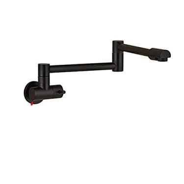 Imagem de Torneira de cozinha de ouro escovado para montagem na parede Torneira para lavatório de banheiro com água fria Girar bica dobrável Latão lavatório guindaste, bronze preto A