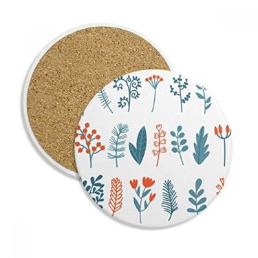 Imagem de Caneca de porta-copos colorida de Natal com ilustração de folhas de plantas e pedra absorvente de proteção de mesa