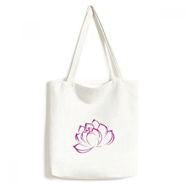 Imagem de Bolsa de lona com estampa de flor de lótus bolsa de compras casual bolsa de compras