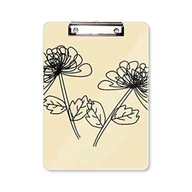 Imagem de Prancheta de ilustração de linha de crisântemo desenhado à mão placa de apoio A4