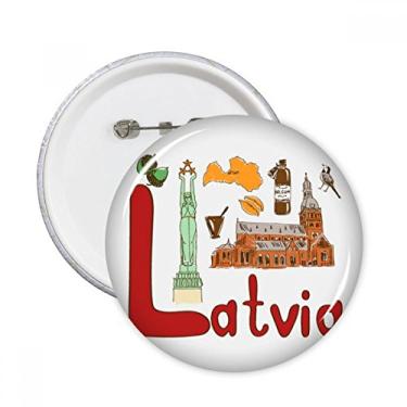 Imagem de Letônia National Symbol Landmark Pattern Pinos Redondos Emblema Decoração de Roupas 5 peças Presente