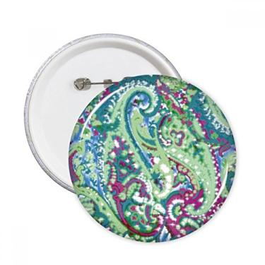 Imagem de Flor de folha abstrata plantas verdes padrão pinos redondos distintivo decoração roupas 5 peças presente