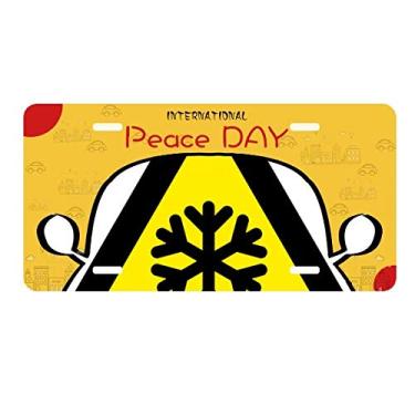 Imagem de DIYthinker Símbolo de aviso amarelo preto neve estrada gelo placa placa de carro decoração dia da paz
