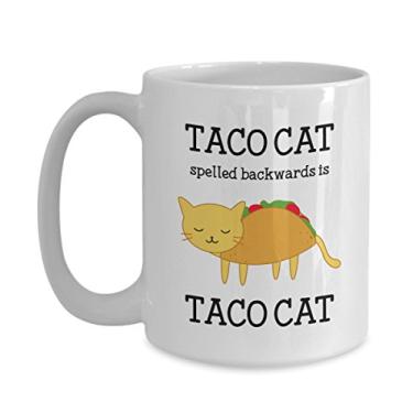 Imagem de Caneca de gato de taco – Gato de taco feitiçado para trás é taco – Caneca de café de cacau quente divertido – ideia de de Natal