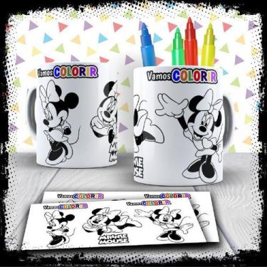 Imagem de Kit Caneca Vamos Colorir Minnie Mouse + Jogo De Canetinhas - Mary Pop