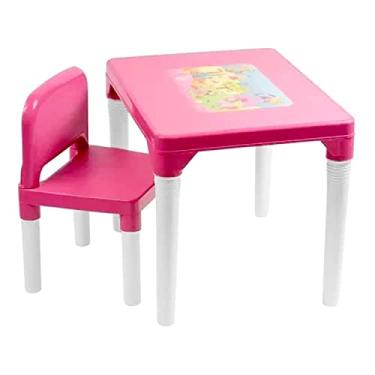 Imagem de Conjunto de Mesa e Cadeira para Crian�as at� 15kg Desmontav�l Rosa Princesas para Meninas Mesinha para Quarto e Brincadeiras