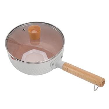 Imagem de Panela para Molho, Panelas a Vapor à Prova de Palitos, Panelas para Caldo e Macarrão Panelas para Molho Panela para Leite Em Liga de Alumínio Com Cabo de Madeira para Fogão a Gás (Branco)