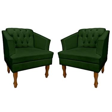 Imagem de Poltrona Kit 02 Unidades Estofada Decorativa Leitura Sala Quarto Consultório Escritório Safira (Suede Verde Musgo)