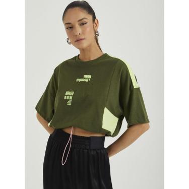 Imagem de Camiseta Cropped Com Elástico Colcci Sport Style - Verde Verde musgo P-Feminino