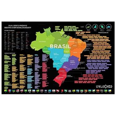 Imagem de Mapa do Brasil de Raspar 94x60 cm | Unlocked | Sem moldura | Scratch off Brazil Map | Mapa Raspadinha