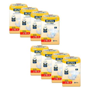 Imagem de Kit 8 Fraldas Geriátricas Bigfral Derma Plus Juvenil com 10un cada