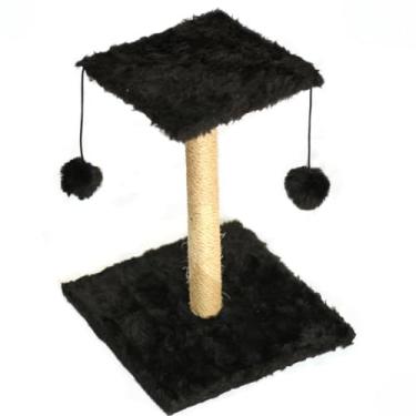 Imagem de Arranhador Para Gatos Com 2 Bases Com Poste E Pompons E Estampa Preta