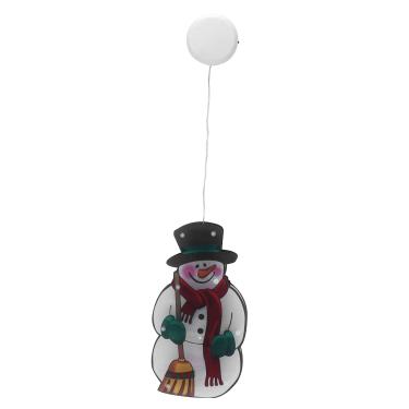 Imagem de Decoração iluminada de Natal boneco de neve LED lâmpada pendurada com ventosa para layout de cena para férias de natal decoração de casa