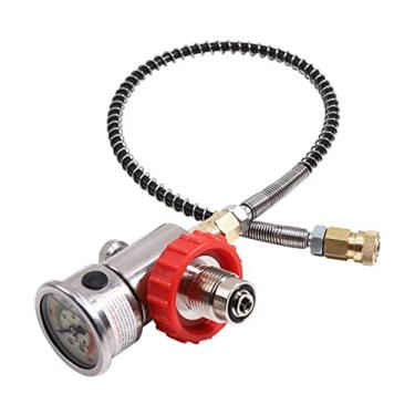 Imagem de TUXING PCP Paintball Adaptador de carregamento de gás de alta pressão 61 cm tanque grande para cilindro pequeno de mergulho conector de recarga de posto de gasolina de combate a incêndio
