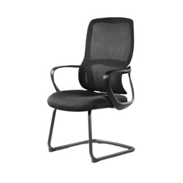 Imagem de WAOCEO Cadeira de escritório cadeira de conferência elegante cadeira de pessoal cadeira de computador moderna simples tipo arco cadeira de escritório protetor de cintura cadeiras de mesa confortáveis (cor: preto)